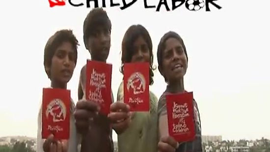 Show red card to child labor